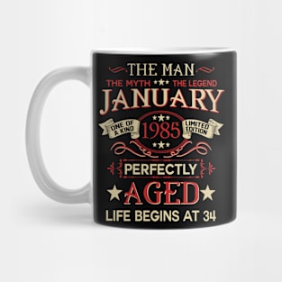 34th Birthday Gifts The Man Myth Legend January 1985 Mug